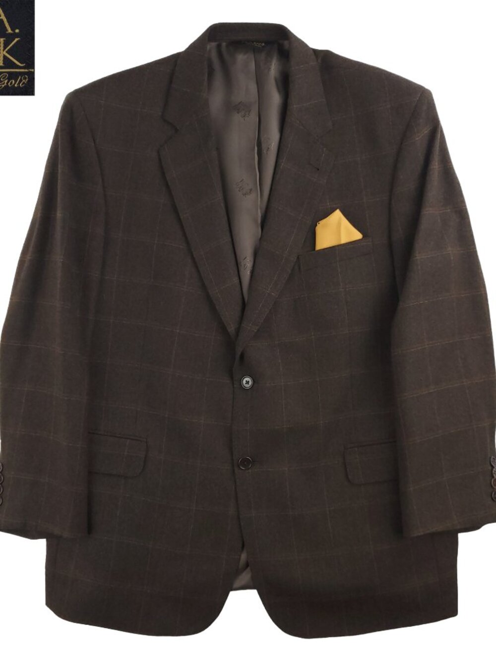 Jos A Bank Signature Gold Suit Jacket Blazer Cashmere Wool Plaid Herringbone 46R